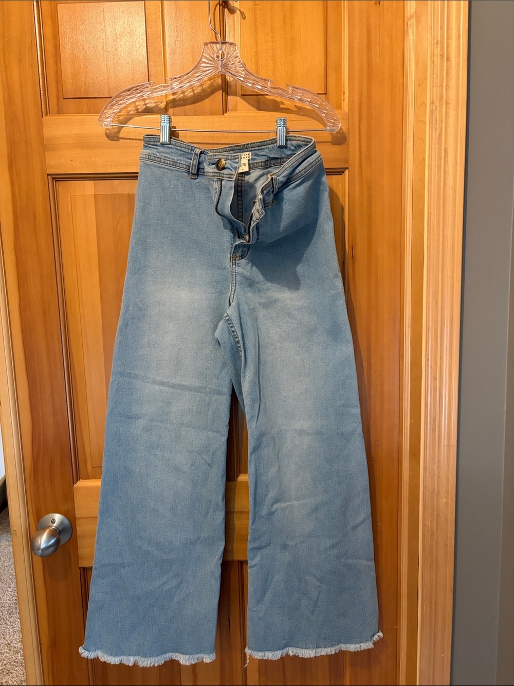 Billabong Light Blue High-Rise Wide-Leg Jeans with Frayed Hem